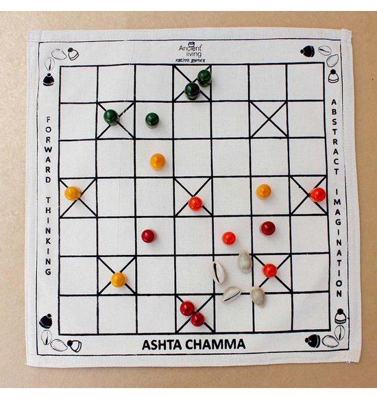 Ancient Living Chauka Bara Four-Player Game / Ashta Chamma