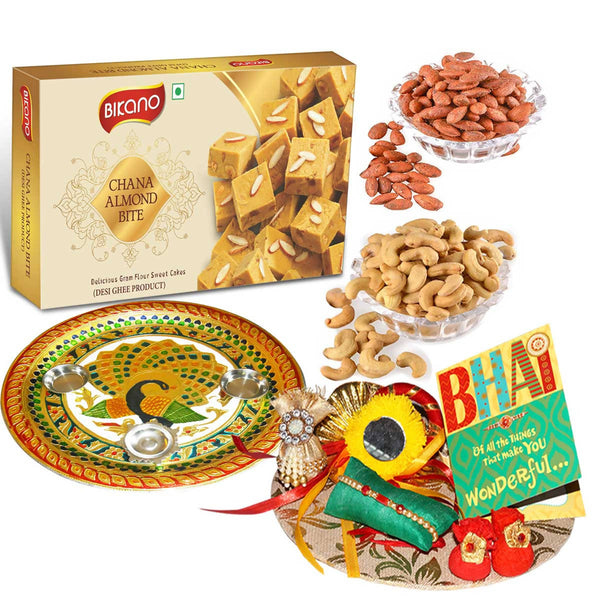 Bikano Chana Almond Bite and Dryfruits Rakhi Puja Thali Gift