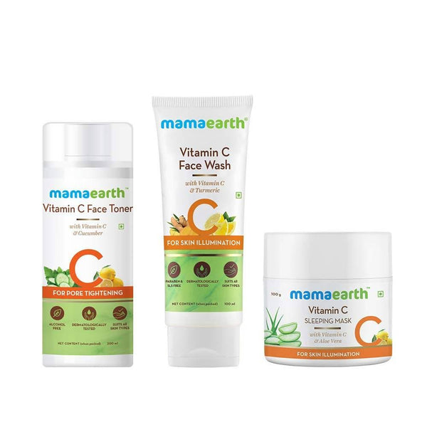 Mamaearth Vitamin C - Face Wash & Face Toner & Sleeping Mask