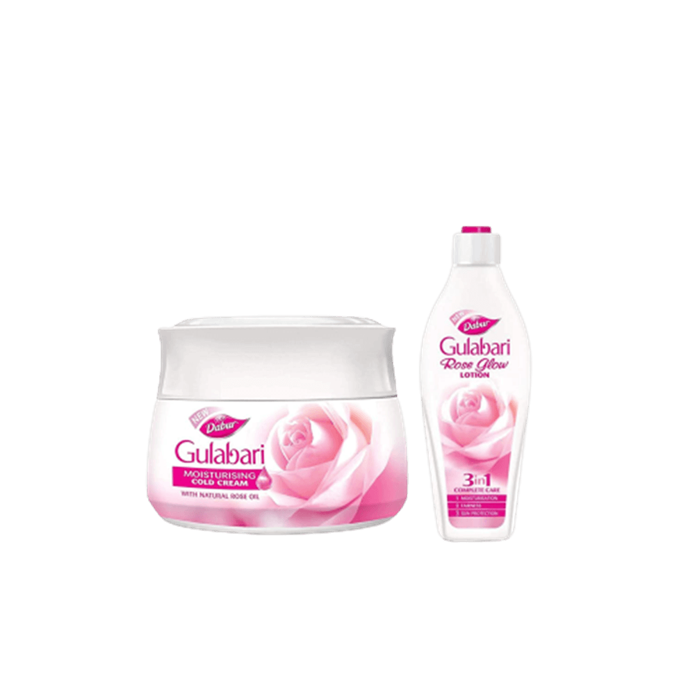 Dabur Gulabari Moisturizing Cold Cream - 100ml with Free Dabur Gulabari Rose Glow Lotion - 50ml