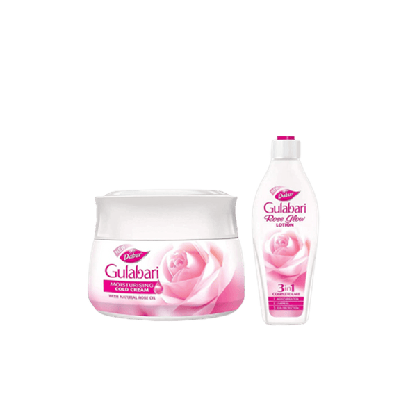 Dabur Gulabari Moisturizing Cold Cream - 100ml with Free Dabur Gulabari Rose Glow Lotion - 50ml