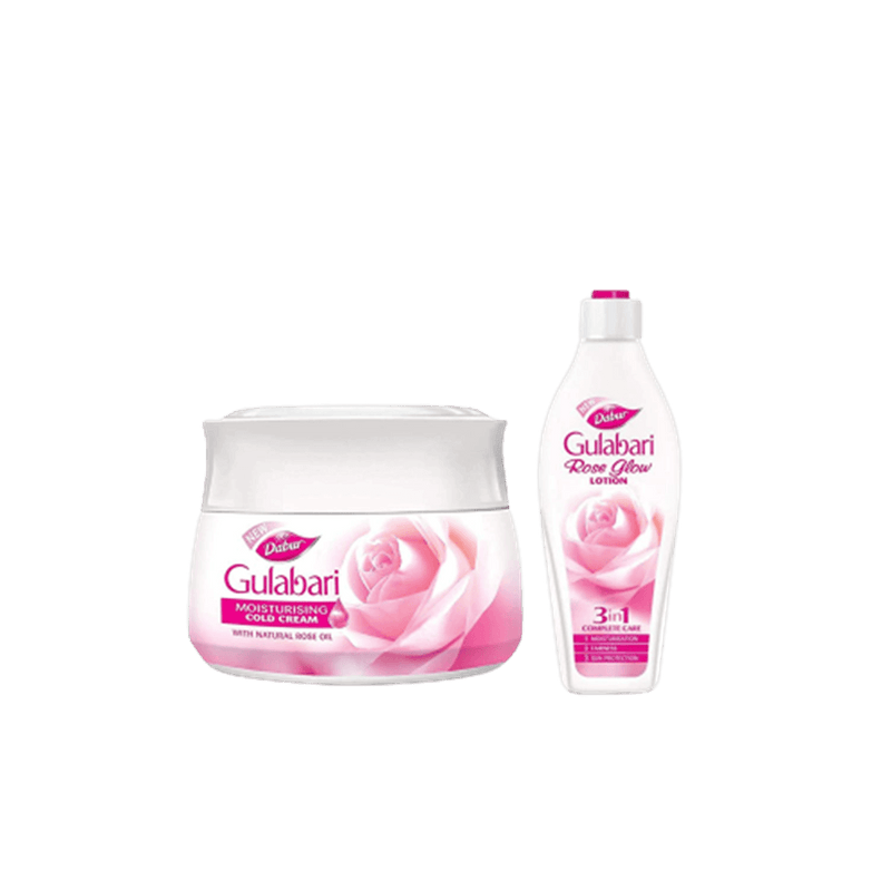 Dabur Gulabari Moisturizing Cold Cream - 100ml with Free Dabur Gulabari Rose Glow Lotion - 50ml