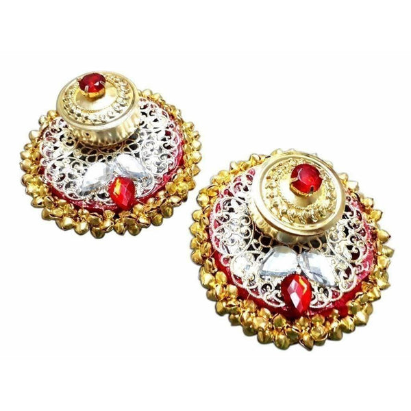 Fancy Haldi Kumkum Holder With red and White Kundans 1- Piece