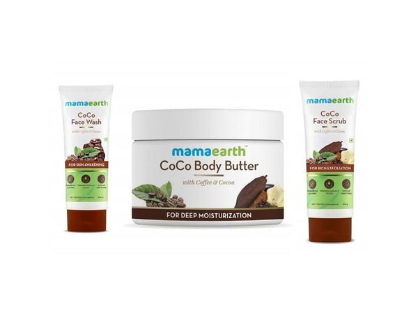 Mamaearth CoCo Body Cream Butter + Face Scrub + Face Wash Combo