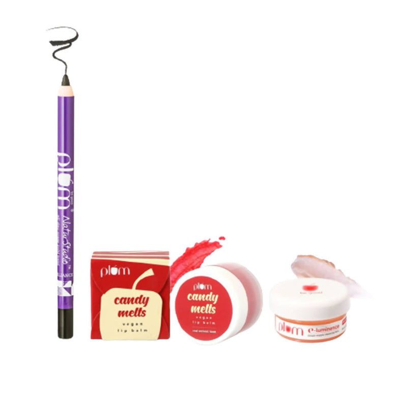 Plum Basic Make-up Essentials Kajal + Lip Balm + Make-up Cleanser