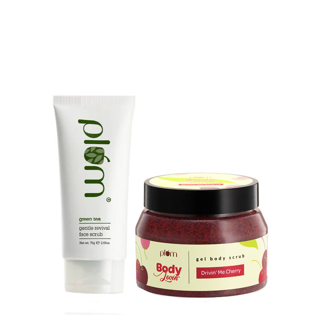 Plum Goodbye Tan Face & Body Scrub Duo