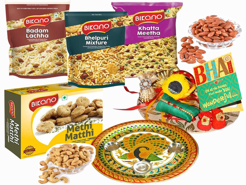 Bikano Favourites and Dryfruits Rakhi Puja Thali Gift