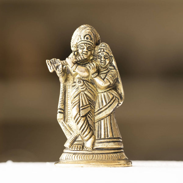 Myoksha Radha Krishna Standing Brass Idol - Symbol Of Divine Love