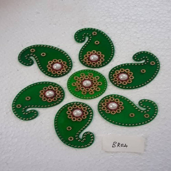 Kundan HandiKrafts Handcrafted Dark Green Colour Kundan Rangoli