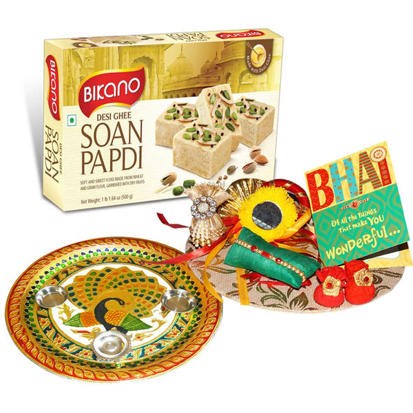 Bikano Soan Papdi Rakhi Puja Thali Gifts