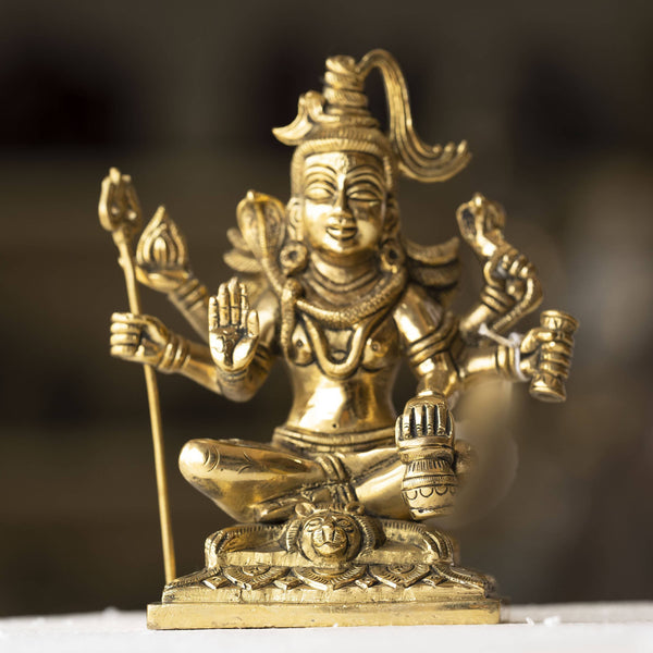 Myoksha Lord Shiva Brass Idol - For Perfect Happiness