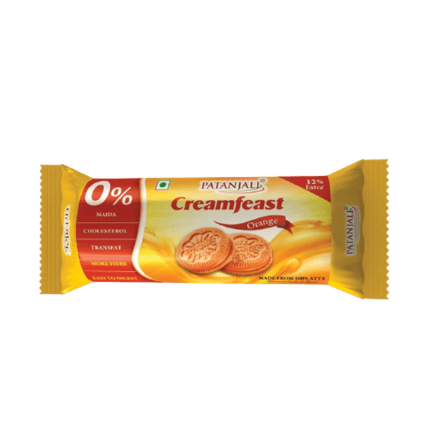 Patanjali Cream Feast Orange Biscuits (Pack of 10)
