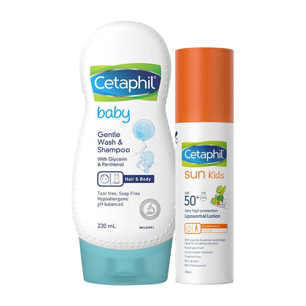 Cetaphil Baby Shampoo & Sun Kids Liposomal Lotion SPF 50+ Combo