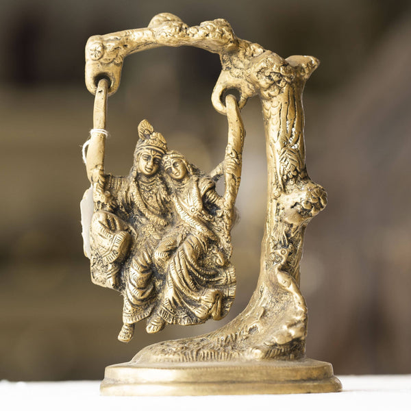 Myoksha Radha Krishna On A Swing Brass Idol - Symbol Of Divine Love