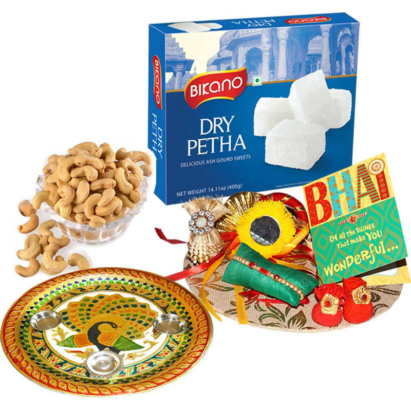 Bikano Dry Petha and Salted Kaju Rakhi Puja Thali Gifts