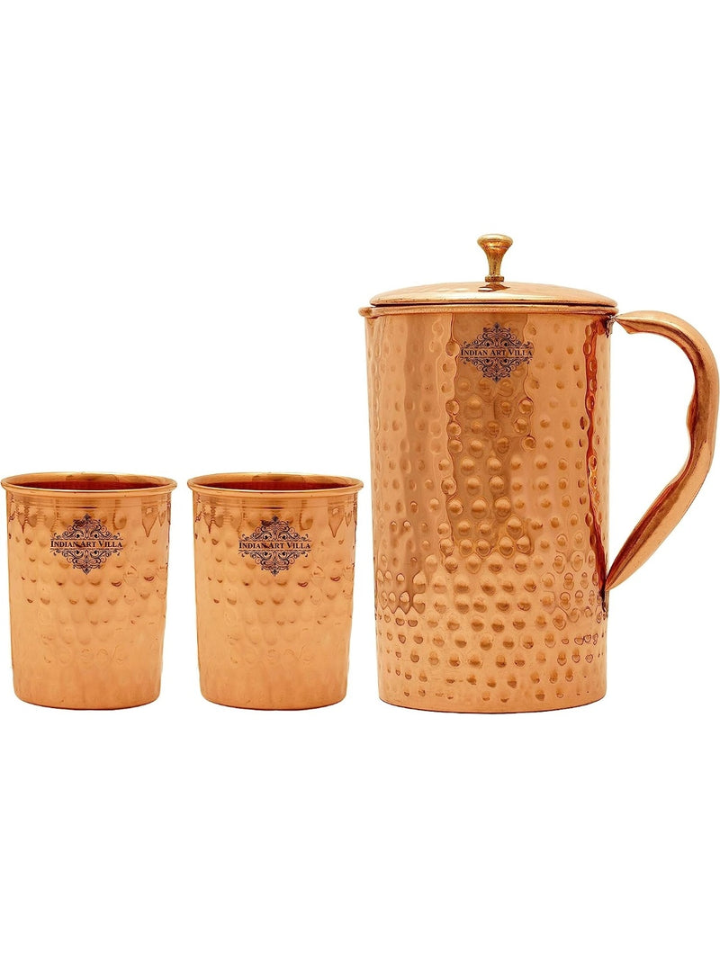 Copper Pitcher with 2 Glasses