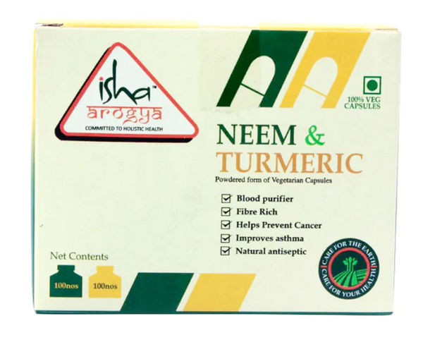 Isha Life Neem and Turmeric Capsules - 100 Capsules - Pack of 1