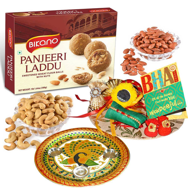 Bikano Panjeeri Laddoo and Dryfruits Rakhi Puja Thali