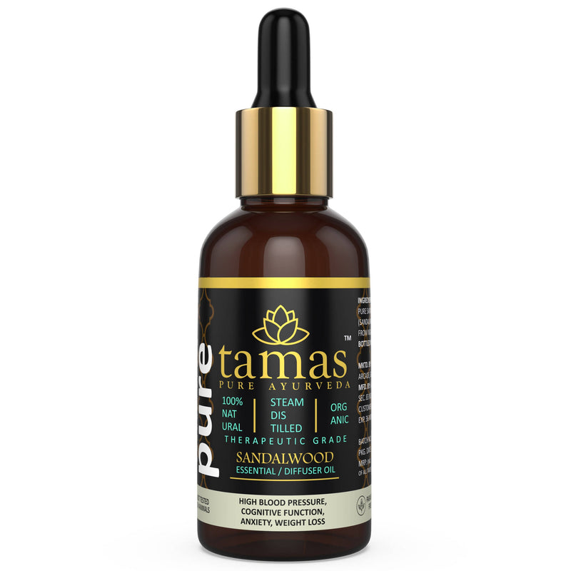 Tamas Pure Ayurveda 100% Organic Sandalwood (Santalum Album) Essential Oil - USDA Certified Organic