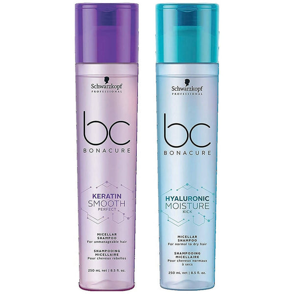 Schwarzkopf Professional BC Bonacure Keratin Smooth Perfect & Hyluronic Moisture Micellar Shampoo Combo