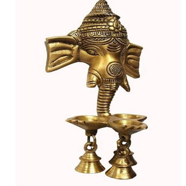 Puja N Pujari Ganesh Wall Hanging Three Diya Oil Lamp