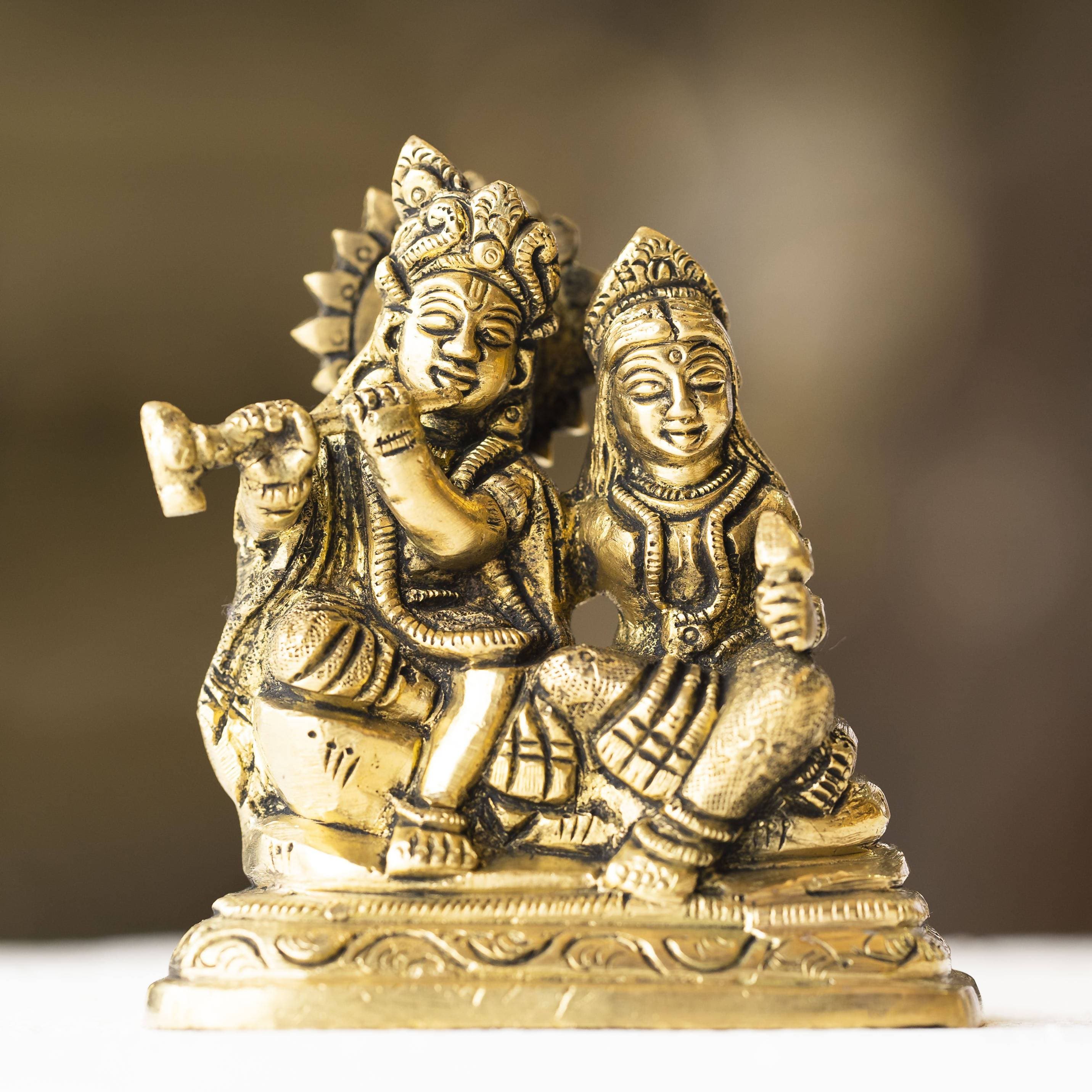 Myoksha Radha Krishna Brass Idol - Symbol Of Divine Love