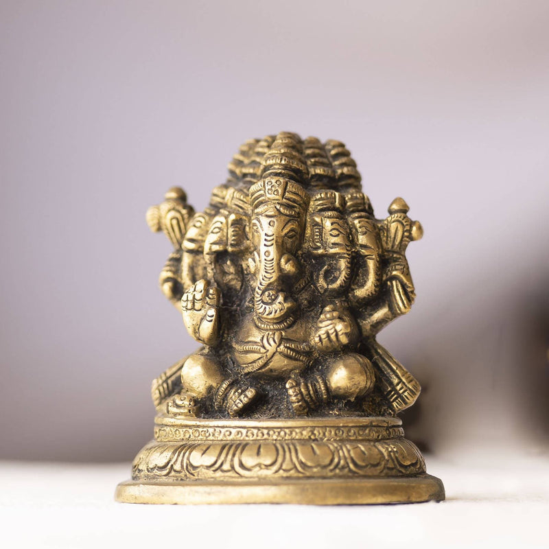 Myoksha Lord Ganesha Sitting Brass Idol For Auspicious Beginnings