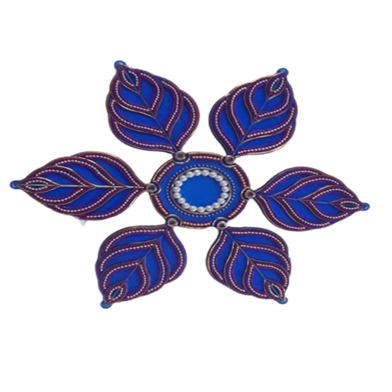 Kundan HandiKrafts Handcrafted Navy Blue Colour Kundan Rangoli