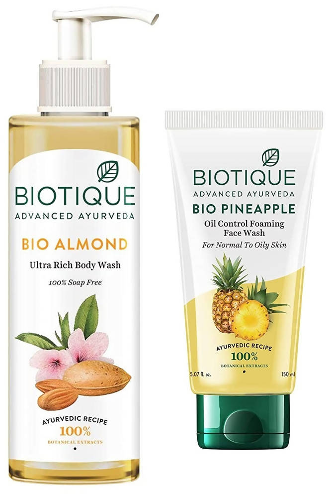 Biotique Bio Almond Body Wash And Bio Pineapple Face Wash