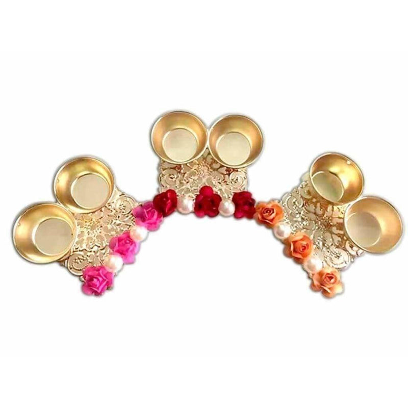 Fancy Haldi and Kumkum Holders With Roses and Pearls - 1 Piece