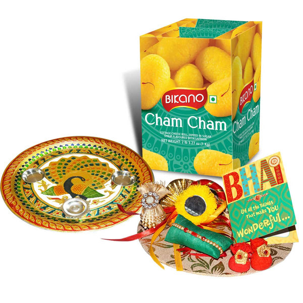 Bikano Cham Cham Rakhi Puja Thali Gifts