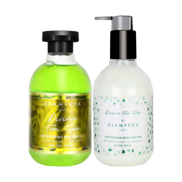 Glamveda Tea Tree Refreshing Body Wash & Lotion Combo Pack