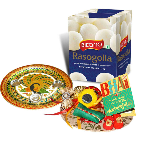 Bikano Rasogolla Rakhi Puja Thali Gifts