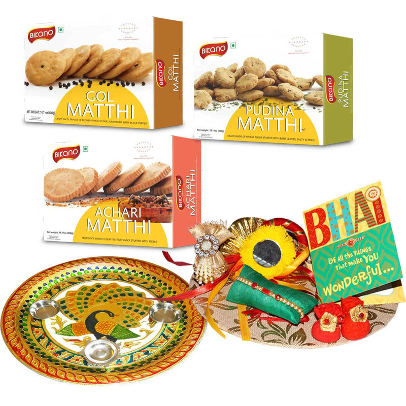 Bikano Mathi Magic Rakhi Puja Thali Gifts