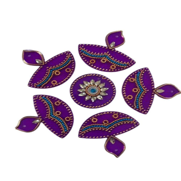 Kundan HandiKrafts Handcrafted Violet Colour Kundan Rangoli