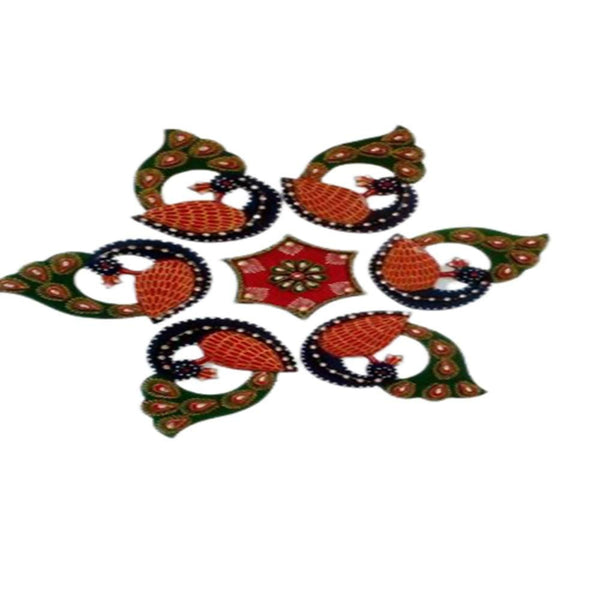 Kundan HandiKrafts MDF Designer Peacock Rangoli With Paper Mache Work