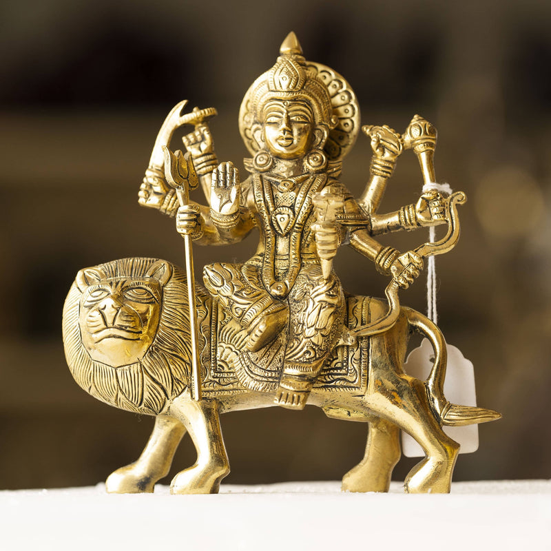 Myoksha Goddess Durga Brass Idol - For Strength And Protection