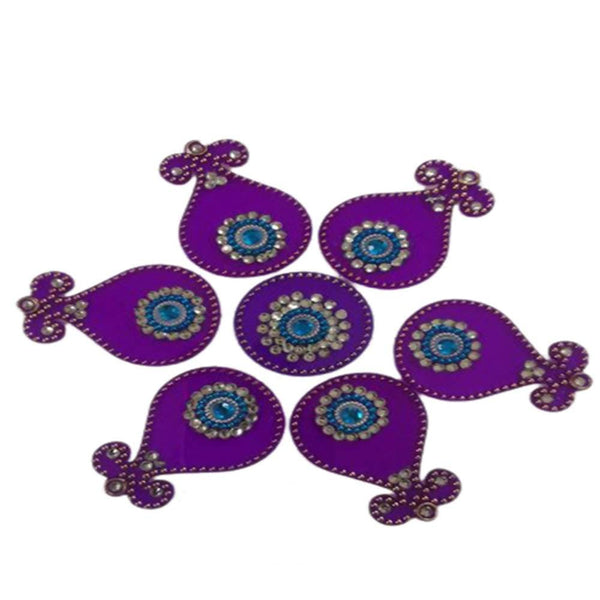 Kundan HandiKrafts Handcrafted Purple Colour Kundan Rangoli