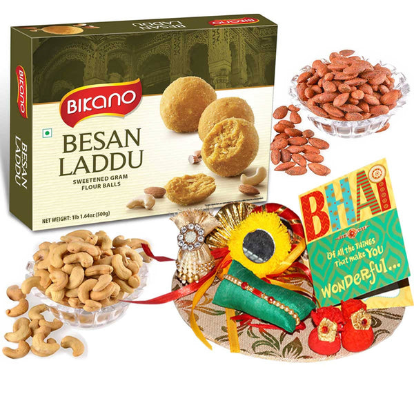 Bikano Besan Laddoo and Dryfruits Rakhi Gifts