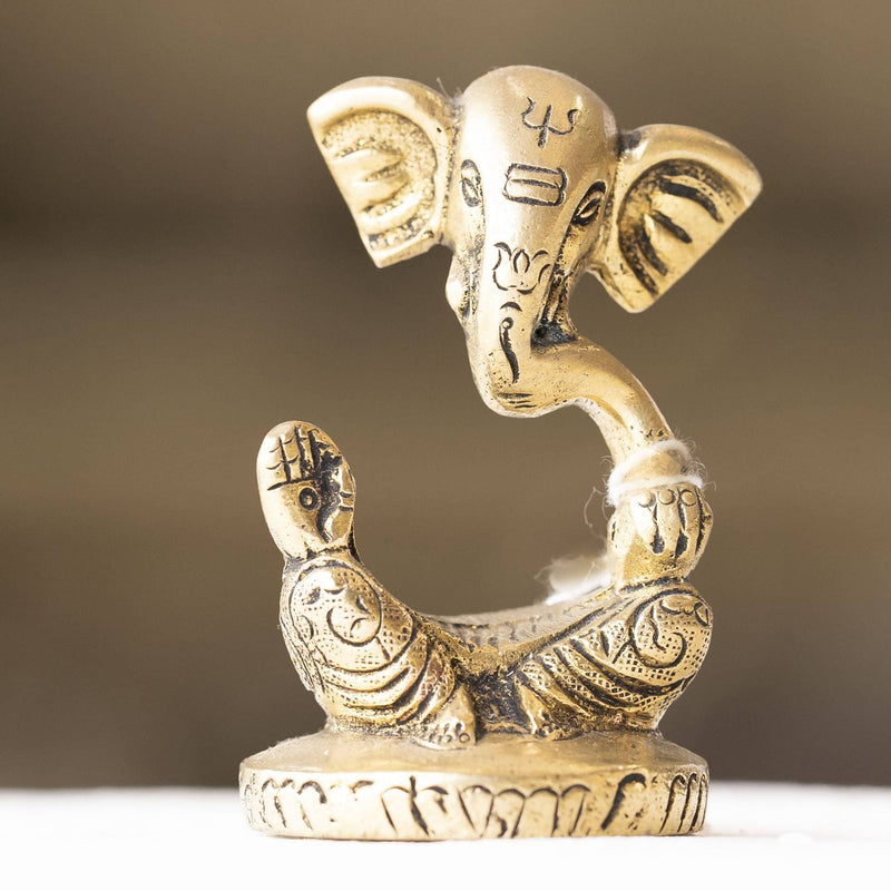 Myoksha Lord Ganapathi Brass Idol For Home and Car Decor