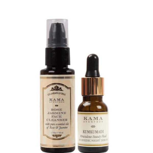 Kama Ayurveda Kumkumadi Night Serum And Rose Jasmine Face Cleanser Combo