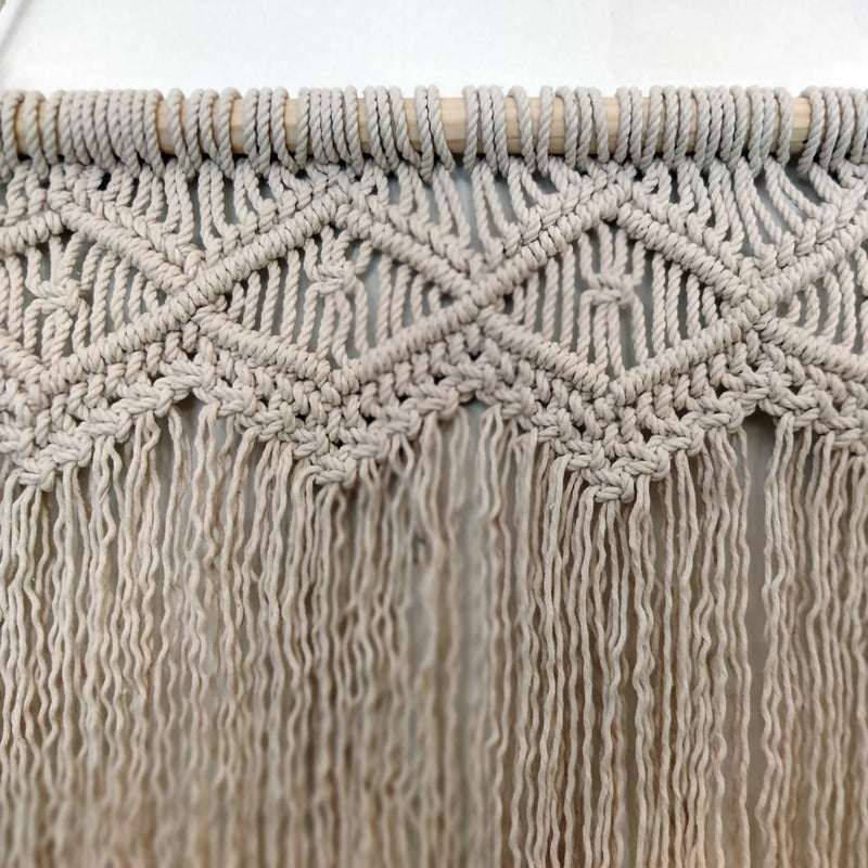 The Decor Nook Off White Macrame Highly Twisted Fringe Wall Piece