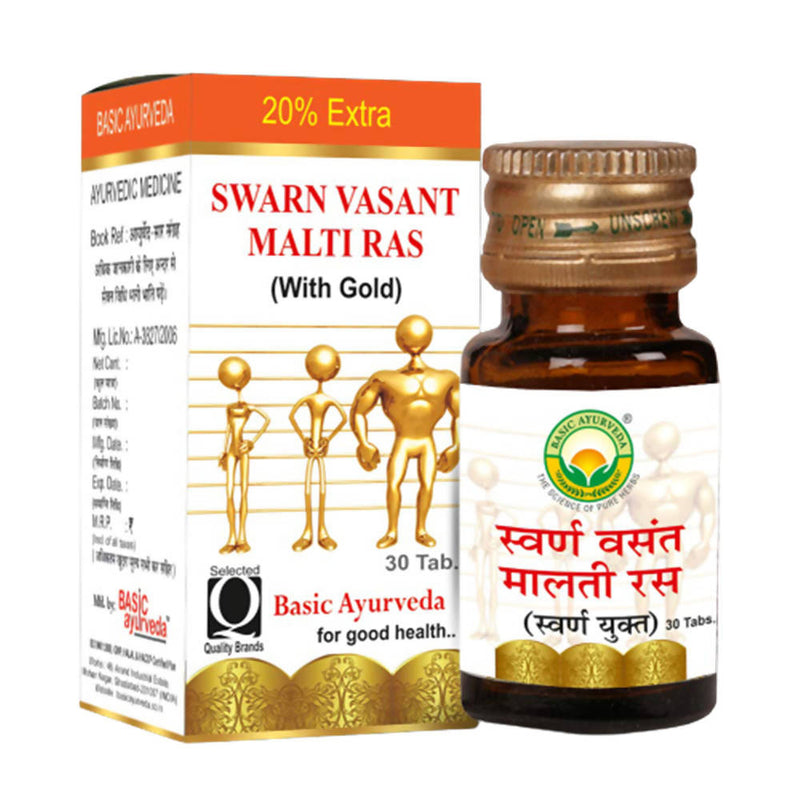 Basic Ayurveda Swarn Vasant Malti Ras (With Gold) Tablets