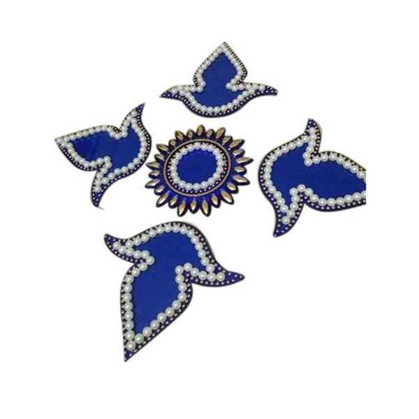 Kundan HandiKrafts Handcrafted Blue Colour Kundan Rangoli