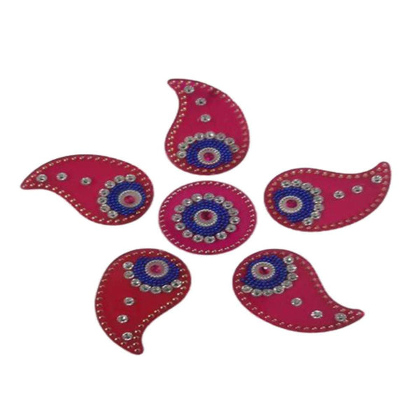 Kundan HandiKrafts Handcrafted Maroon & Blue Colour Kundan Rangoli