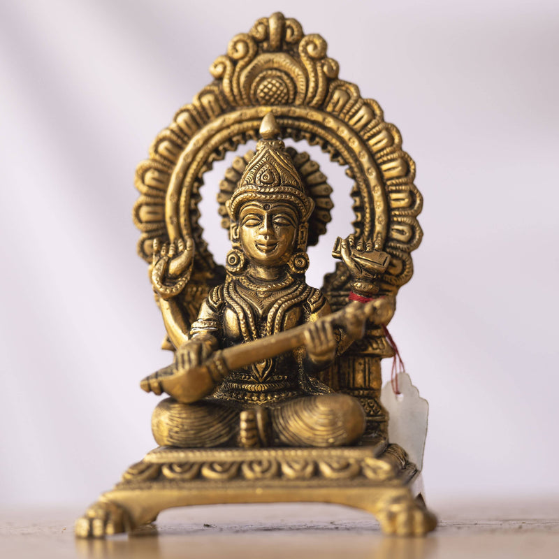 Myoksha Goddess Saraswati Brass Idol